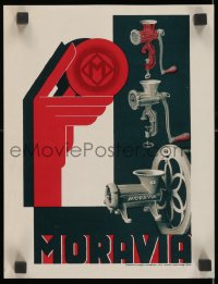 3g140 MORA MORAVIA 9x12 Czech advertising poster 1920s great art of really intricate grinder!