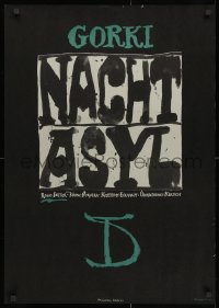 3g369 NACHT ASYI 23x32 East German stage poster 1990 art by Bodecker!