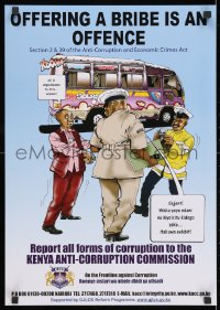 3g528 OFFERING A BRIBE IS AN OFFENCE 17x24 Kenyan special poster 2000s report all forms of corruption!