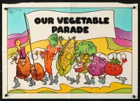 3g531 OUR VEGETABLE PARADE 2-sided 15x21 special poster 1983 art of veggies in a marching band!