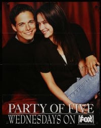 3g089 PARTY OF FIVE tv poster 1996 Fox television, close-up of Scott Wolf and Lacey Chabert!
