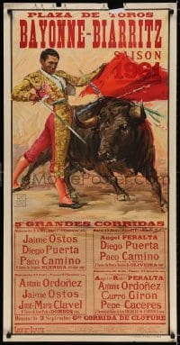 3g538 PLAZA DE TOROS BAYONNE BIARRITZ 22x42 Spanish special poster 1961 J. Reus art!
