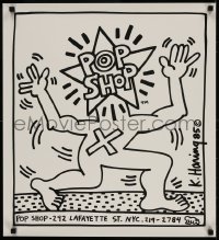 3g141 POP SHOP 22x24 advertising poster 1985 Keith Haring art of Pop Shop logo-head guy!