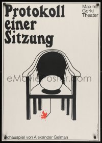 3g379 PROTOKOLL EINER SITZUNG 23x32 East German stage poster 1976 chair with lit fuse by Gruttner!