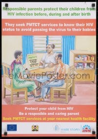 3g546 RESPONSIBLE PARENTS PROTECT THEIR CHILDREN FROM HIV 17x24 Kenyan special poster 1990 AIDS