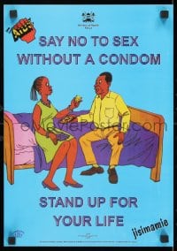 3g552 SAY NO TO SEX WITHOUT A CONDOM 12x17 Kenyan special poster 1990s HIV/AIDS prevention!