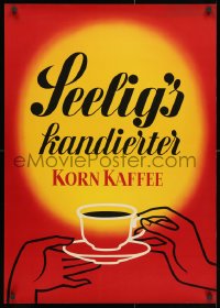 3g143 SEELIG'S KANDIERTER KORN KAFFEE 24x33 German advertising poster 1950s Walter Muller, red!