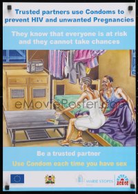 3g578 TRUSTED PARTNERS USE CONDOMS 17x24 Kenyan special poster 1990s HIV/AIDS prevention!