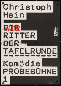 3g407 WIR RITTER DER TAFELRUNDE 23x32 East German stage poster 1990 stark black and white design!