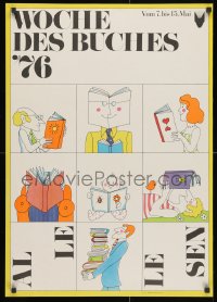 3g590 WOCHE DES BUCHES '76 23x32 East German special poster 1976 Muller art of happy people/books!