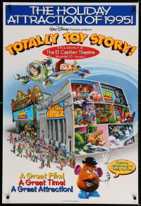 3g954 TOTALLY TOY STORY 1sh 1995 cool art of Woody, cast and funhouse at The El Capitan Theatre!