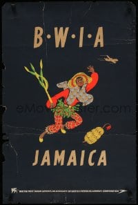 3g033 BWIA JAMAICA 20x30 English travel poster 1950s native with bananas by Aldo Cosomati!