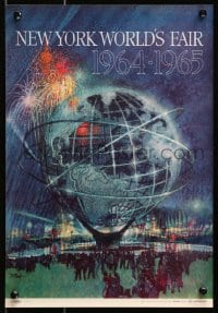 3g041 NEW YORK WORLD'S FAIR 11x16 travel poster 1961 art of the Unisphere & fireworks by Bob Peak!