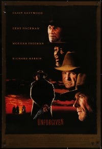 3g963 UNFORGIVEN DS 1sh 1992 gunslinger Clint Eastwood, Gene Hackman, Morgan Freeman, Harris!