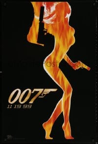3g991 WORLD IS NOT ENOUGH teaser 1sh 1999 James Bond, cool flaming silhouette of sexy girl!
