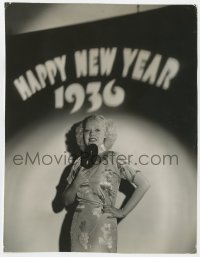 3h089 ALICE FAYE 7.25x9.5 still 1936 Gene Kornman sexy portrait holding mask on New Year's Eve!