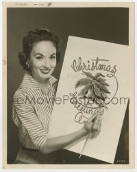 3h098 ANN BLYTH deluxe 8x10 still 1956 she's drawing a big Christmas Greetings poster!