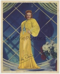 3h036 DANIELLE DARRIEUX color deluxe 8x10 still 1938 modeling great dress & fur, Rage of Paris!