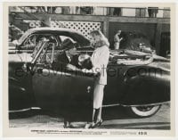 3h233 DEAD RECKONING 8x10.25 still R1955 Lizabeth Scott smiling at Humphrey Bogart in cool car!