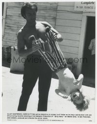 3h243 DIRTY HARRY candid 7.5x9.75 still 1971 Clint Eastwood clowning around with his son Kyle!