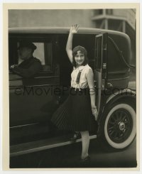 3h277 ELINOR FLYNN 8.25x10 still 1930s the pretty actress waving goodbye as she enters a car!