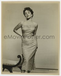 3h279 ELIZABETH TAYLOR deluxe 8x9.75 still 1956 full-length sexy portrait in lace dress for Giant!