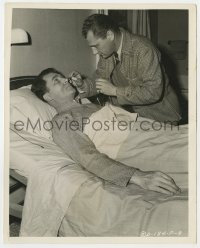 3h305 FIRST COMES COURAGE candid deluxe 8x10.25 still 1943 Aherne gets makeup touch up by Gillum!