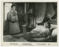 3h333 FROM RUSSIA WITH LOVE 8x10.25 still 1964 Connery as James Bond points gun at Bianchi in bed!