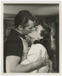 3h415 HIS KIND OF WOMAN 8.25x10 still 1951 c/u of Robert Mitchum & Jane Russell kissing by Longet!