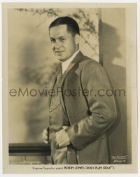 3h421 HOW I PLAY GOLF 8x10.25 still 1931 portrait of Bobby Jones, explaining how to use The Putter!