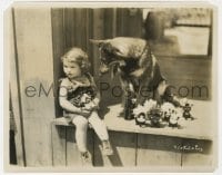 3h461 JAWS OF STEEL candid 8x10 still 1927 Rin Tin Tin visits with Baby Mary Louise Miller!