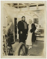 3h465 JEAN HARLOW 8x10 still 1935 on the set of Reckless with pro wrestler Man Mountain Dean!