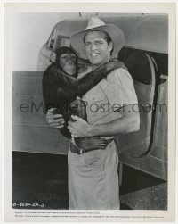 3h514 KING OF THE CONGO 8x10.25 still 1952 Buster Crabbe as Thunda holding chimpanzee by plane!