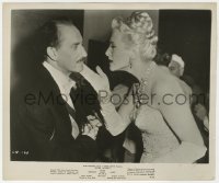 3h566 LOVE HAPPY candid 8.25x9.75 still 1949 Ilona Massey flirts with Groucho Marx between scenes!
