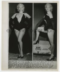 3h002 MARILYN MONROE 8.25x10 news photo 1955 two images in skimpy circus outfit for charity event!