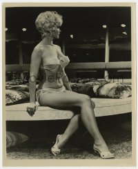 3h608 MARRIAGE ON THE ROCKS 8.25x10 still 1965 sexiest seated portrait of Sigrid Valdis in bikini!
