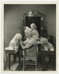 3h706 PARACHUTE JUMPER candid 8x10.25 still 1933 happy Bette Davis playing with her pet poodles!