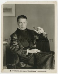 3h765 RETURN OF SHERLOCK HOLMES 8x10 still 1929 great seated portrait of Clive Brook with pipe!