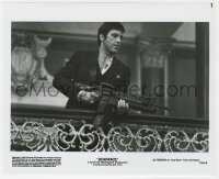 3h801 SCARFACE 8x10 still 1983 Al Pacino with gun in classic Say hello to my little friend scene!
