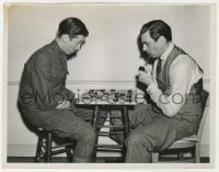 3h820 SHOPWORN ANGEL candid 8x10.25 still 1938 James Stewart & Walter Pidgeon playing chess!