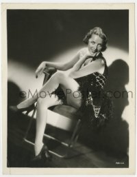 3h855 SUSAN FLEMING 8x10.25 still 1930s full-length seated portrait in sexy feathered outfit!