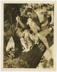 3h866 TARZAN FINDS A SON 8x10.25 still 1939 close up of Johnny Weissmuller & Sheffield in tree!
