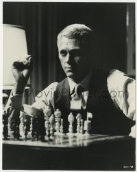 3h887 THOMAS CROWN AFFAIR 8x10 still 1968 great close up of Steve McQueen playing chess!