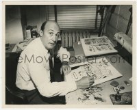 3h958 WILL EISNER 8x10 still 1940s at his drawing board working on a Spirit splash page!