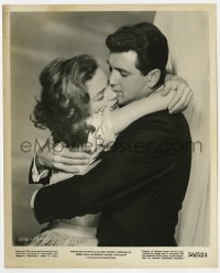 3h980 WRITTEN ON THE WIND 8x10 still 1956 romantic c/u of Lauren Bacall & Rock Hudson embracing!