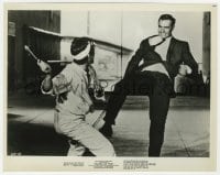 3h989 YOU ONLY LIVE TWICE 8x10 still R1971 Sean Connery as James Bond kicking bad guy with wrench!