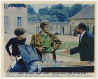 3h068 TWO FOR THE ROAD color English FOH LC 1967 Audrey Hepburn & Albert Finney with man by car!