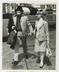 3h479 JOHN LENNON 8x10 news photo 1965 Beatle & wife Cynthia at London airport heading to Cannes!