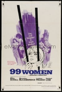 3j009 99 WOMEN 1sh 1969 Jess Franco's 99 Mujeres, they're behind bars without men, sexy art!