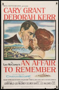 3j016 AFFAIR TO REMEMBER 1sh 1957 romantic c/u art of Cary Grant about to kiss Deborah Kerr!